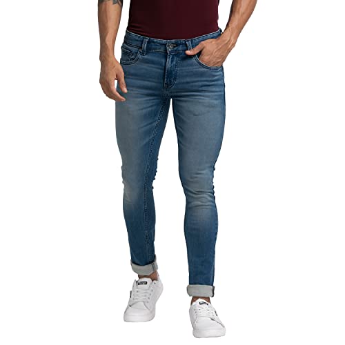 Image of Spykar Men's Mid Rise Mid Cotton Slim Fit Narrow Length Jeans (Skinny)