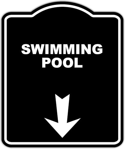 SWIMMING POOL Black Sign Arrow Down Aluminum Composite Sign 15 x 18 inches