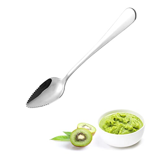 Cuillère à Fruits, 1 Cuillère à Gâteau épaisse En Acier Inoxydable Cuillère à Pamplemousse Cuillère à Dessert Bord Dentelé Cuillère à Miel Cuillère à Café Cuillères à Café Pour La Maison, Mariage Cover