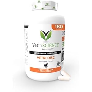VetriScience Vetri Disc Joint Supplement for Dogs – Spine Support & Joint Health Dog Supplement with Chondroitin Sulfate, Vitamins B6, C & D, Calcium, Magnesium, Horsetail Herb & More – 180 Capsules​