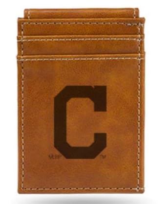 Rico Cleveland Indians Baseball Laser Engraved Brown Front Pocket Wallet/Money Clip