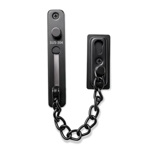 Kryvlexa Door Chain Lock Reinforced 304 Stainless Steel Latch Chain Black
