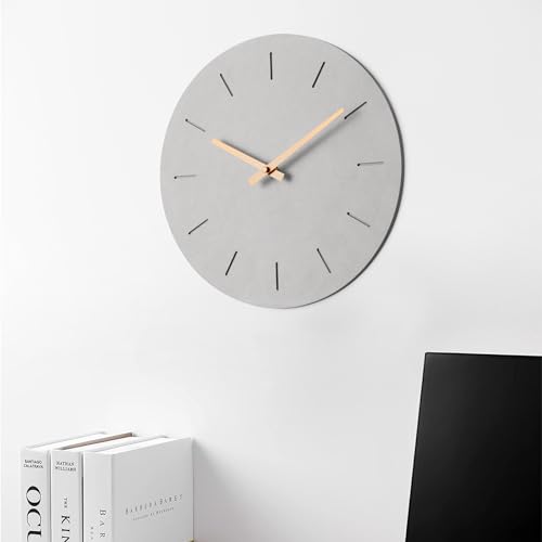 Navaris Reloj de Pared Minimalista - Reloj de Pared sin numeros de Material Reciclado - para salón Cocina Dormitorio - Diseño analógico silencioso sin Ruido - 30 CM Esfera Gris