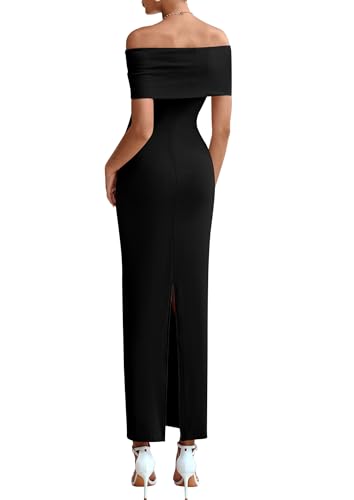 PRETTYGARDEN Women's Off The Shoulder Maxi Dresses 2025 Summer Formal Elegant Cocktail Party Wedding Guest Long Dress2
