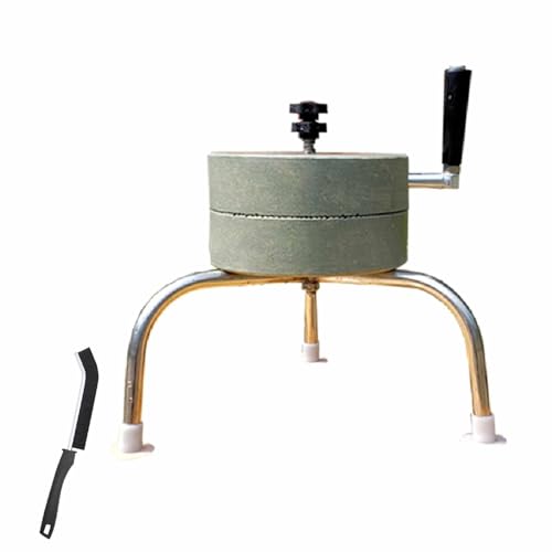 Molinillo de café manual de piedra chino con cepillos de limpieza, molinillo para cebada, especias, almendras y avena, grano ajustable para semillas de sésamo, tamaño XL (26 cm/10,2 pulgadas) (color