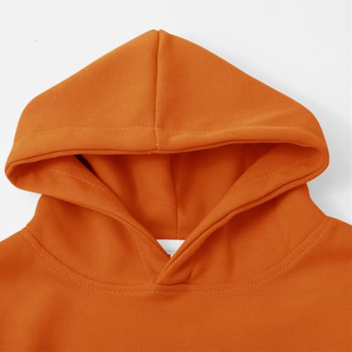 Kids Pullover Hoodies Plain Cute Hoodie Sweatshirts Oversized Thin Lightweight School Tops (Orange, 18-24 Months)3