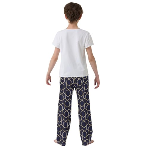 ZZXXB Geometry Pattern Boys Long Pants Soft Trousers Elastic Waist Kids Lounge Bottoms with Pockets S-XL3