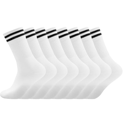Smart Sir Socken Herren Damen Sportsocken 4 paar Tennissocken Schwarz Lange Baumwollsocken Weiß Laufsocken Arbeitssocken,weiss,35-38