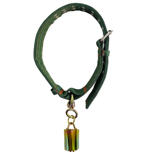 Image of Cattle Collar Thick Canvas Cow Neck Strap Adjustable Nylon Thickened Cow Collar Collar With Cow Bell For Horse Sheep Cattle Dog Etc Farm Animals Pets (38.5Inch),Green