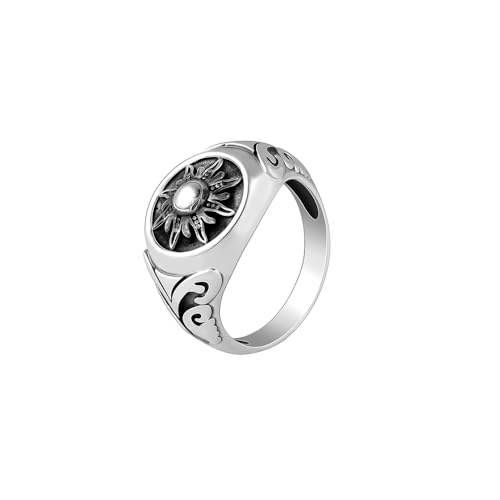 Image of GIVA 925 Oxidised Silver Solace Sun Ring for Him, Fixed Size, Indian -24 | Gifts for Men and Boys | With Certificate of Authenticity and 925 Stamp | 6 Months Warranty