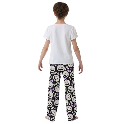 Evil Pumpkin Print Boys Long Pants Soft Trousers Elastic Waist Kids Lounge Bottoms with Pockets S-XL3