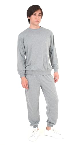 スウェット 上下 メンズ レディース 春 上下セット 薄手スウェット 大きいサイズ M/L/LL/3L/4L/5L 部屋着 ルームウェア パジャマ セットアップ スウェットパンツ スエット (LL, グレー)