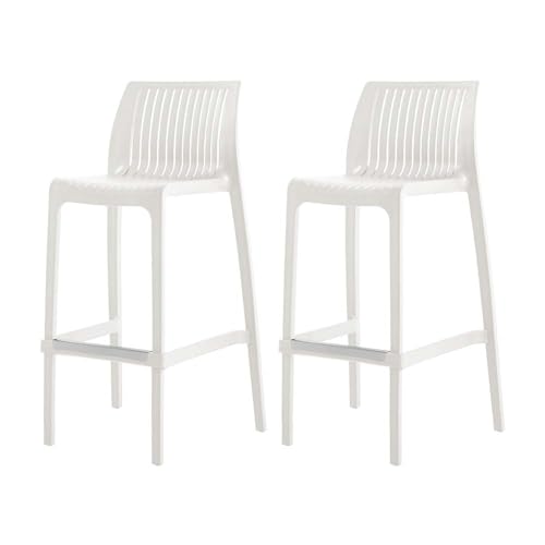 Lagoon Milos Resin Stackable Bar Stools - 2 Pcs Per/Set (White)
