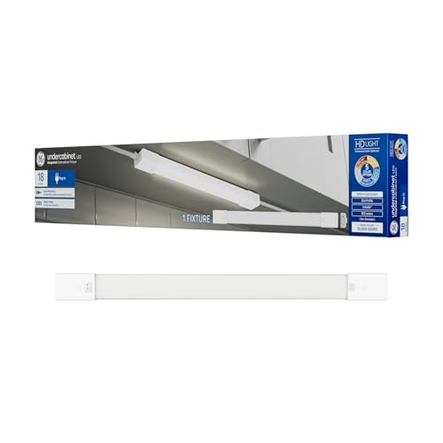 Image of GE LED HD+ Undercabinet Light Fixture, Linkable Integrated Slim Profile Fixture for Kitchens, High Definition Light in 5 Color Temperatures, Plug-In, 18in (1 Pack)