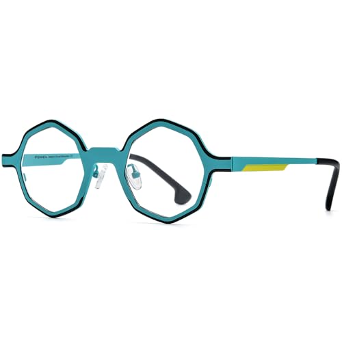 Image of FONEX Colorful Pure Titanium Glasses Frame Women Retro Round Eyeglasses