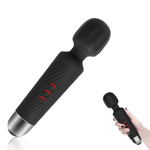 【正規品】電マ 人気デンマ強力 コードレス Raykel【20種振動・8段階速度・収納ポーチ付き】USB充電式 軽量 携帯便利 手が痺れない 電ま 360°曲がりヘッド 静音設計 防水 でんま 電動ハンディ (Black)