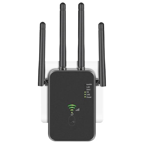 WLAN Verstärker, 1200Mbit/s WLAN Repeater, 5G & 2.4G Dualband Ultraxtender WiFi Verstärker mit LAN anschluss, WPS, Kompatibel mit 99% Standard-WiFi Routern, Deckt bis zu 9200Sq.ft und 35 Geräte