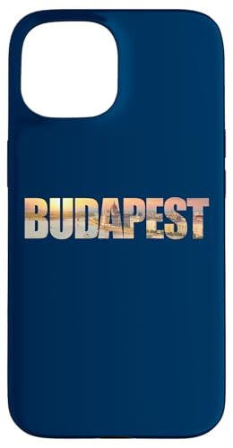 Budapest Text with Hungary Danube River & Parliament Graphic スマホケース iPhone 15 用