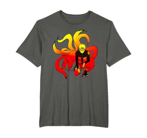 Naruto Shippuden Naruto Crouching with 9 Tails Anime Camiseta