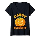 donna candy security - halloween divertente maglietta con collo a v