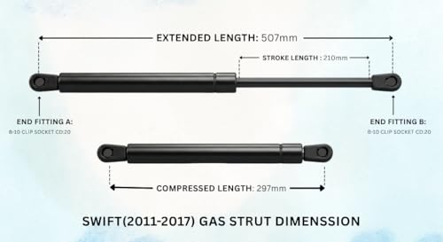 Image of RPR MARUTI SUZUKI SWIFT (2011-2017) (LH+RH) Dicky Balancer /Dicky Shocker /Dicky Lifter /Gas Struct /Gas Piston /Gas Spring 1 Set (2 Piece) 12 Months Warranty
