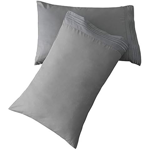 SONORO KATE Luxury Pillowcase Set Brushed Microfiber 1800 Bedding - Wrinkle, (Dark Grey, 2 Pillowcases Standard) Cover
