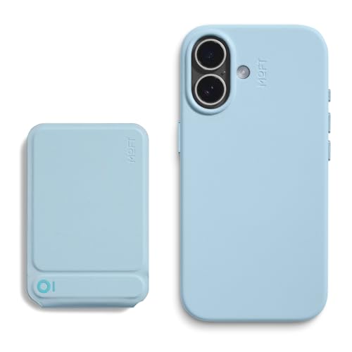 MOFT Phone Tripod Stand, MagSafe Wallet Tripod Stand, NFC-Supported Wallet Soothing Mist & Snap Case MOVAS™ Vegan Leather for iPhone 16 Soothing Mis