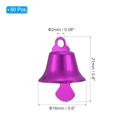 Patikil Mini Craft Bells - 50 Pcs Jingle Bells, 0.6" Metal, Purple for DIY Party Wedding Home Decoration Christmas - Image 2