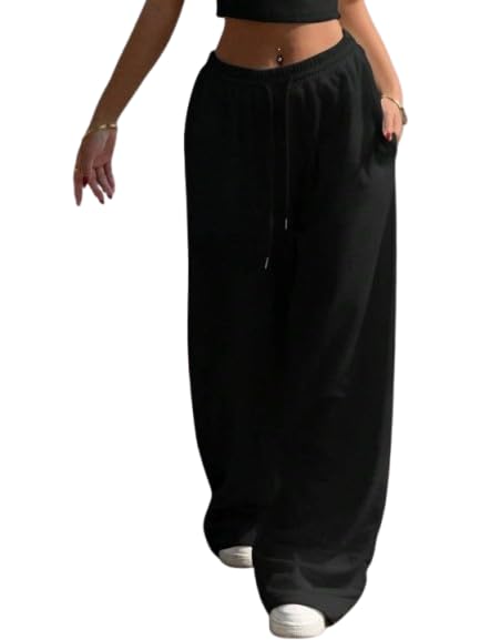Image of Women's Relaxed Fit Black Track Straight Fits ? High Waist with Pockets for Sporty & Casual Look