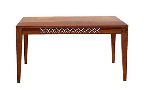 Image of SHRI MINTU'S ART Solid Sheesham Wood Dining Table 6 Seater | Six Seater Dinning Table with 6 Chairs for Home | Chairs with Cushion | Dining Room Sets for Kitchen & Restaurants | Rosewood, Brown Finish