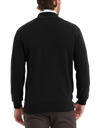 Kallspin Men's Full Zip Sweater Cardigan Pure Cotton Stand Collar Knit Jacket Casual Lightweight Outerwear3