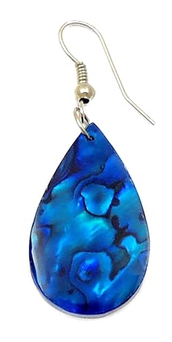Blue Paua Abalone Earrings, Handmade Teardrop Natural Abalone Shell Earrings for Women, Dangle Drop Seashell Earrings Fashion Jewelry GA249-A3