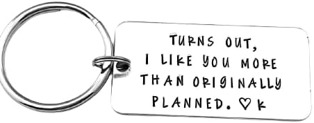 Turns out I like you more than originally planned Initial Keychain Funny Boyfriend Gift Valentines Day Gift for Boyfriend Personalized