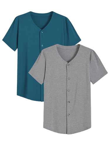 Image of Latuza Men's Bamboo Viscose Button Down Pajama Shirt 2 Pack