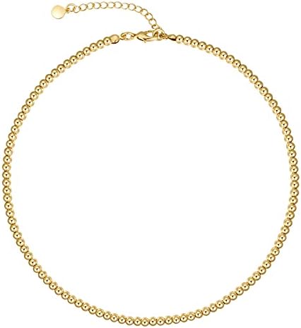 Natural Freshwater Baroque Pearl Necklace 14K Gold Plated Dainty Choker Necklace for Women Girls Snake Chain/Cuban Link/Paperclip/Ball Beaded Chain/Tennis Chain Fashion Jewelry for Gift