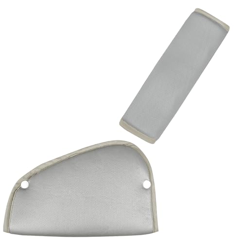 Kids Seat Belt Cover Pads Universal Seat Belt Adjuster for Kids HNHUAMING Kids Shoulder & Belly Protective Padding for Travel Soft Breathable Car Seat Straps Pads for Children Gray
