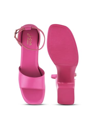 Image of JM LOOKS Women's Platform Block Heels with Adjustable Ankle Strap | Stylish & Comfortable Heeled Sandals for Parties & Occasions