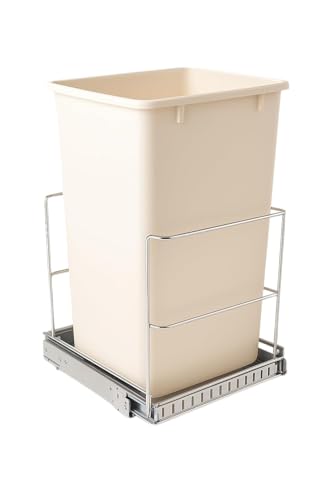 Pull-Out Trash Can for Cabinet – 9 Gal (36 Qt) – Heavy-Duty Chrome Slide, Smooth Soft-Close Operation, Built-in Trash Bag Storage – Fits ≥11″ Cabinet Opening – Bin Not Included
