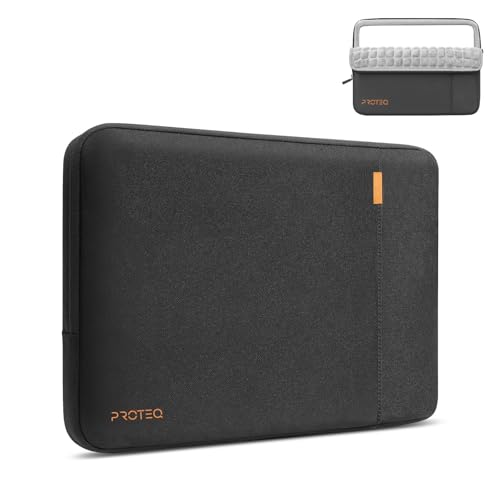 Image of Proteq 360 Laptop Sleeve Protective Cover - Onyx Black, 15.6 Inch | Compatible with HP,MacBook Air /Pro, Samsung,Dell,Lenovo,ASUS Laptop Safety Cover | with Accessory Pocket | Shockproof Laptop Sleeve