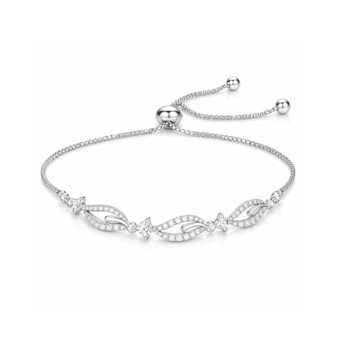 Image of Nilu's Collection Rose Gold Plated American Diamond Crystal Contemporary Bracelet Jewellery with Adjustable Pull-Chain Bracelet for Women & Girls