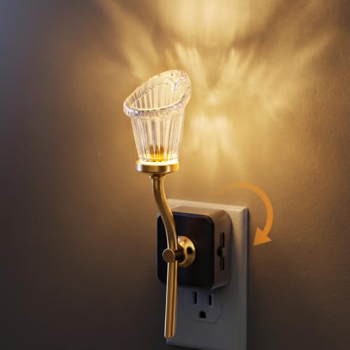 Image of JandCase Night Light, Night Lights Plug into Wall, Glass Flower Nightlight
