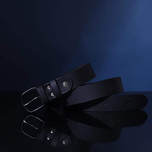 Image of Handmade Genuine Leather with Leather Covering Buckle Belt for Men's /Boys. Color - Brown /Black ||Waist Size 28 to 46|| ||CSBL-CVRBKL-08-1||