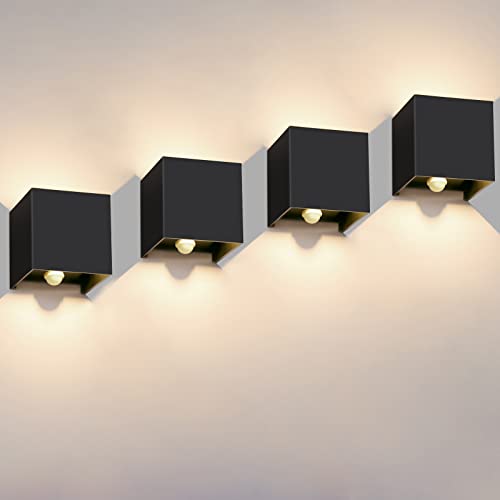 Kingwen 4 Stück LED Wandleuchten Innen/Aussen mit Bewegungsmelder 12W...