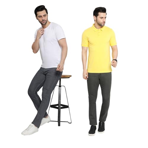 Image of DAIS Men's Stretchable Slim Fit Mid Rise Jeans, Pack of 2, (Combo of 2 Jeans)