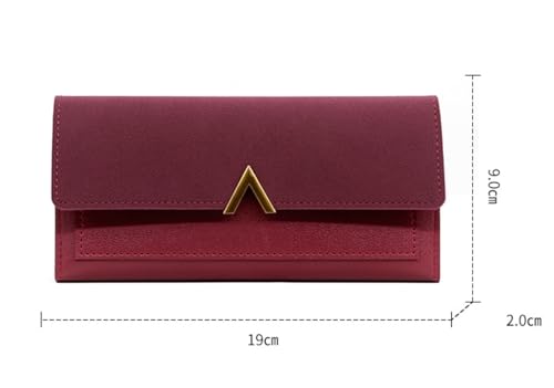 Long Wallet Trifold Stylish Simple Coin Purse(Red)2