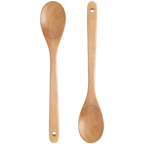 HAKSEN 2PCS Large Wooden Spoons Set - 14inch Wooden Cooking Utensils for Home Kitchen Stirring, Mixing, Serving