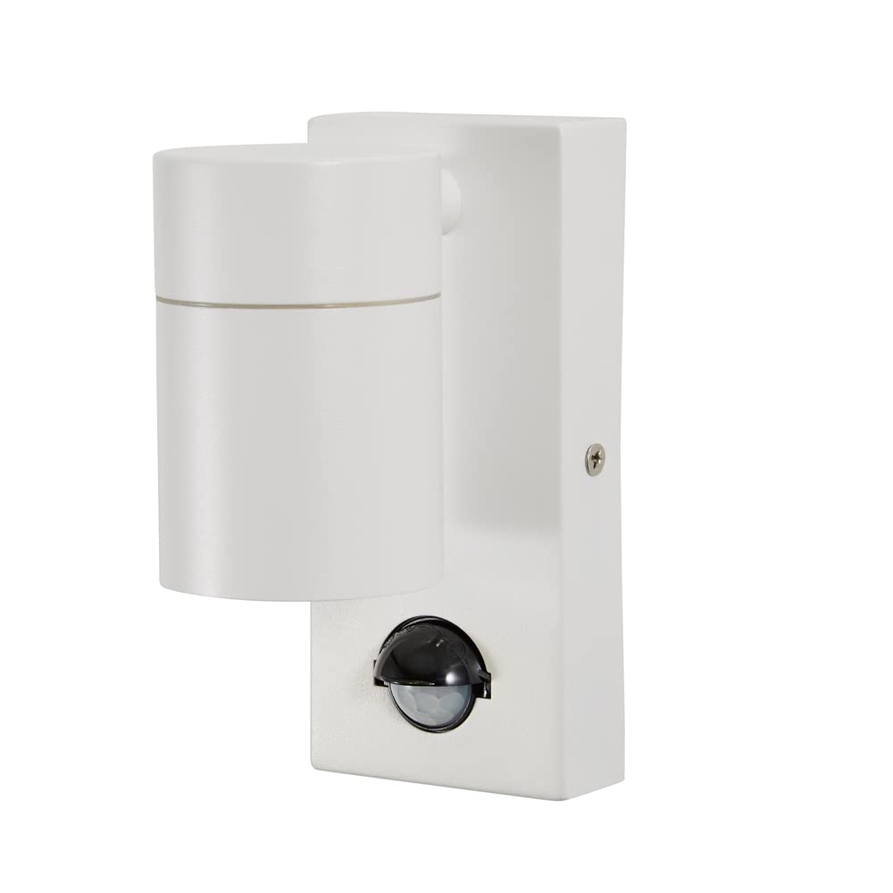 Litecraft White Kenn Wall Light Outdoor Ip44 Downlight With Pir Motion Sensor