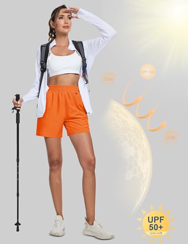 MAGCOMSEN Women's 5" Hiking Cargo Shorts UPF 50+ Quick Dry Lightweight Golf Athletic Casual Summer Shorts with Pockets3