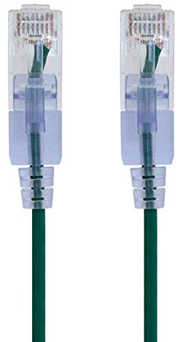 Image of Monoprice Cat6A 3ft Green 10-Pk Patch Cable UTP 30AWG 10G Pure Bare Copper Snagless RJ45 SlimRun Series Ethernet Cable