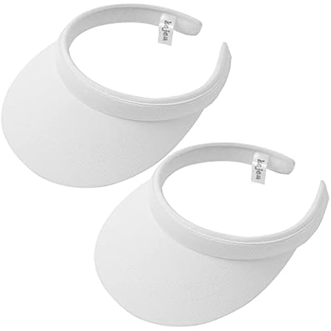 2 Pack Visor Women Men Sun Hat Clip On Visors Adjustable Sport Wide Brim Cap, White, 6 3/4 / 7 1/4 Cover